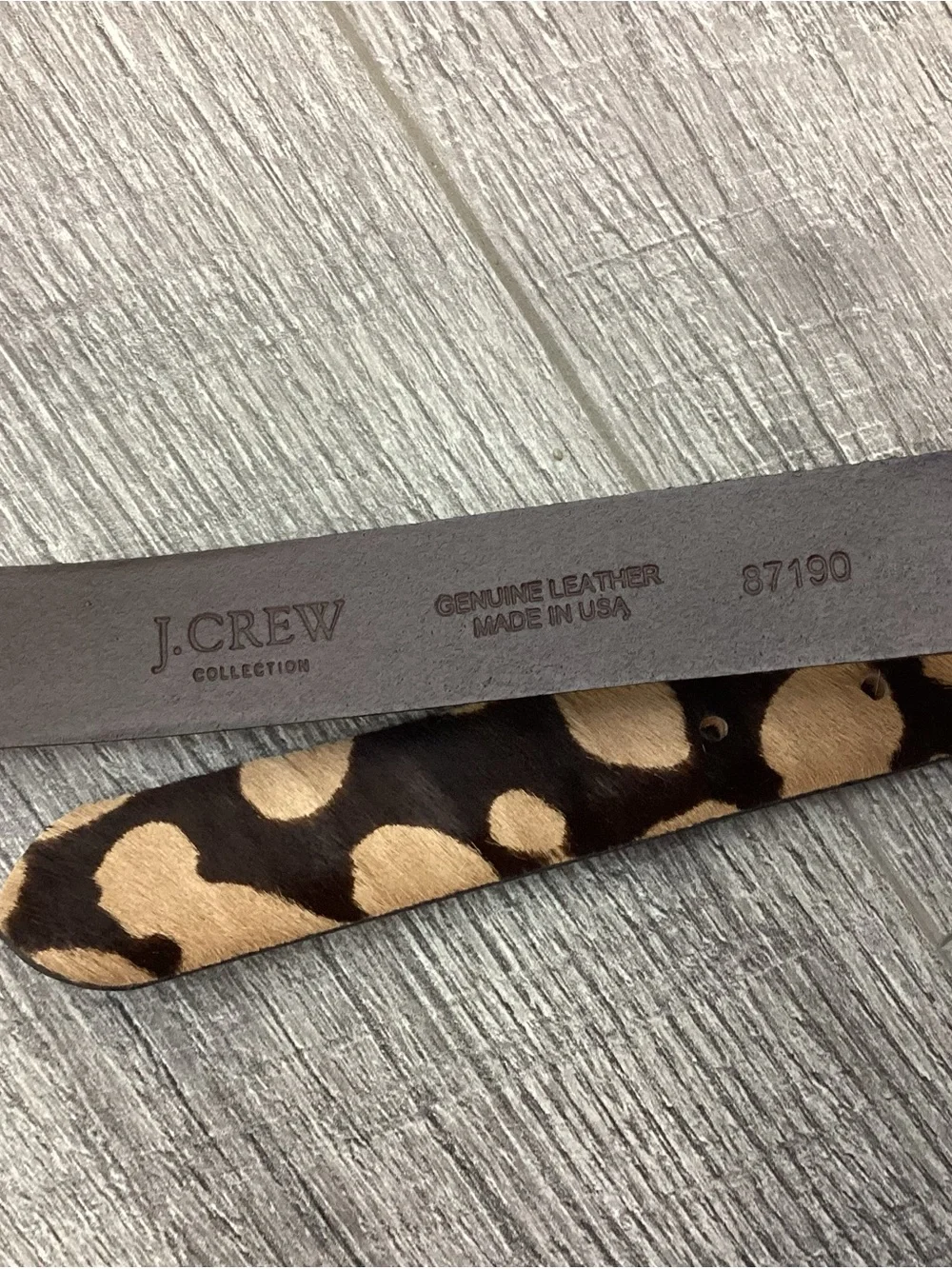 J. Crew Animal Print Calf Hair Leather Belt Size S
